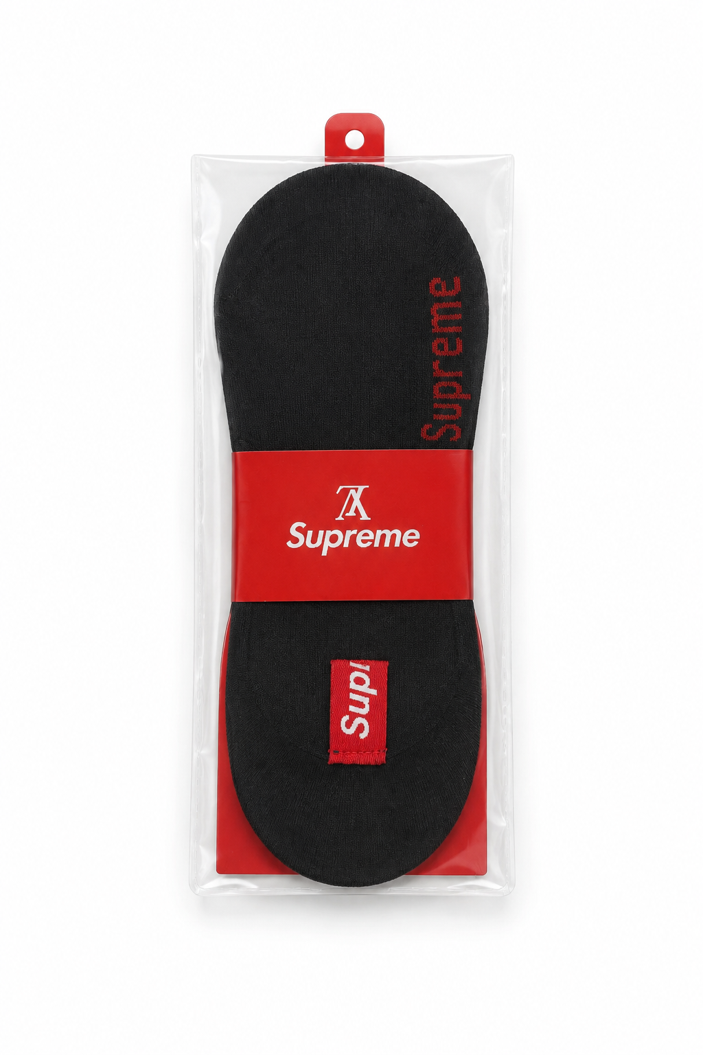 Supreme x LV Style No-Show Socks - Black / Red