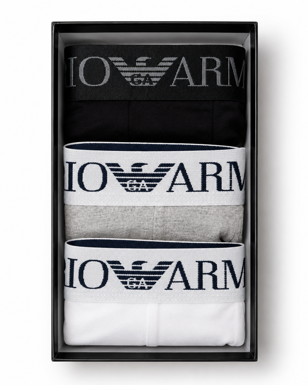 Emporio Armani Logo Waistband Boxer Briefs 3-Pack - Black / White / Grey