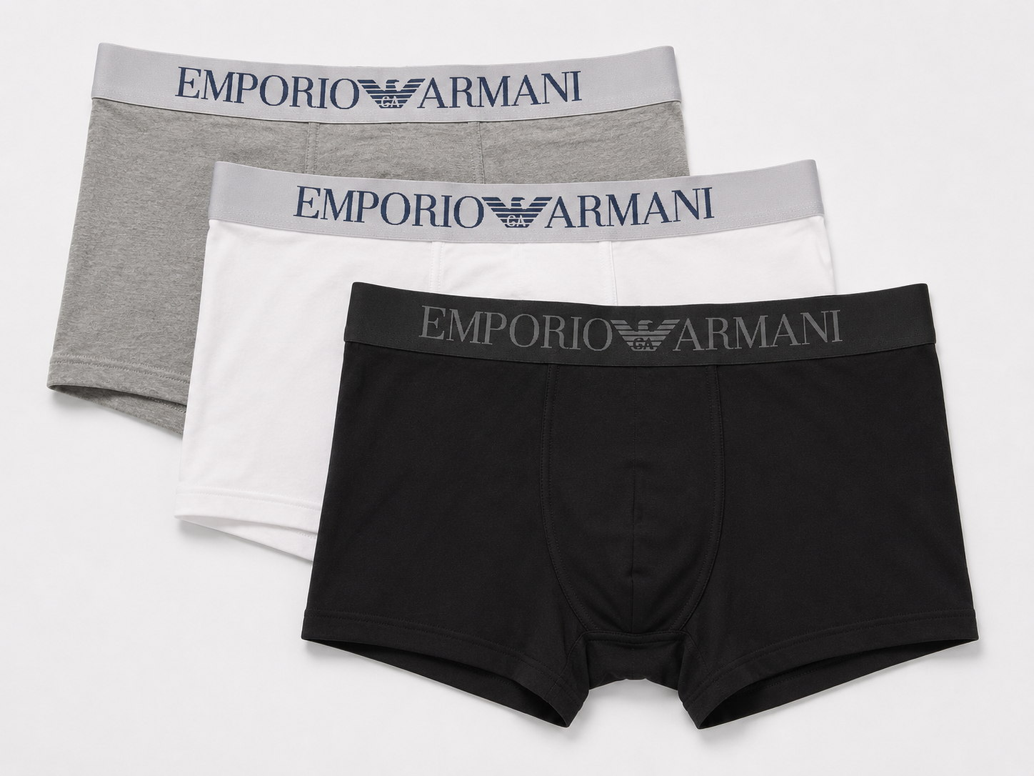 Emporio Armani Logo Waistband Boxer Briefs 3-Pack - Black / White / Grey