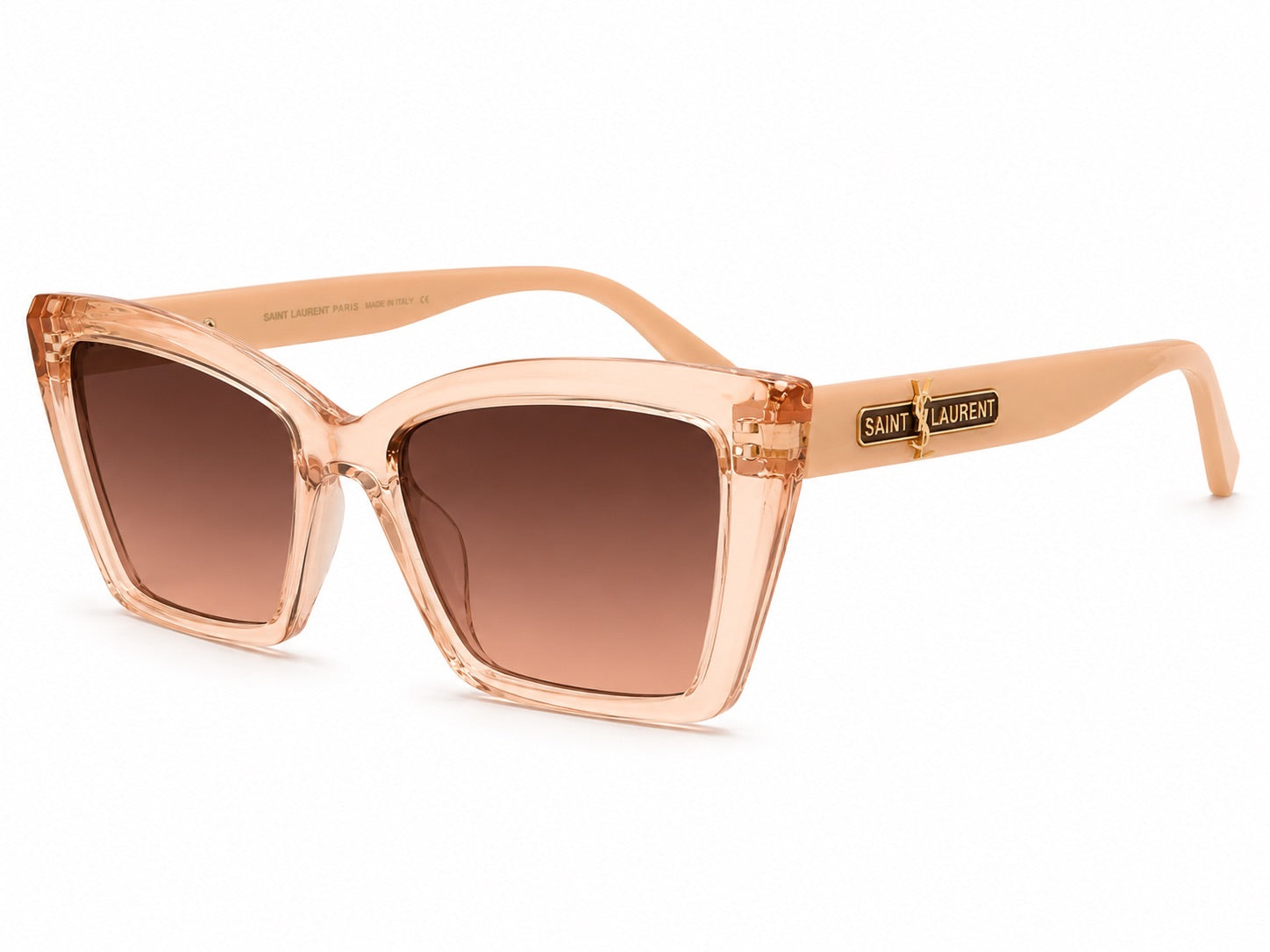 Saint Laurent Cat-Eye Sunglasses - Transparent Pink / Brown
