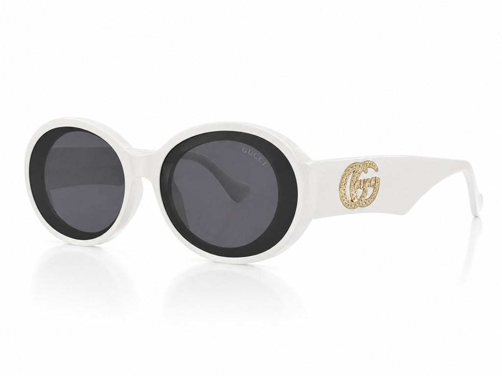 Gucci GG Oval Sunglasses - Ivory / Black