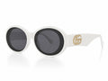 Gucci GG Oval Sunglasses - Ivory / Black