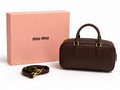 Miu Miu Leather Top Handle Bag - Dark Brown