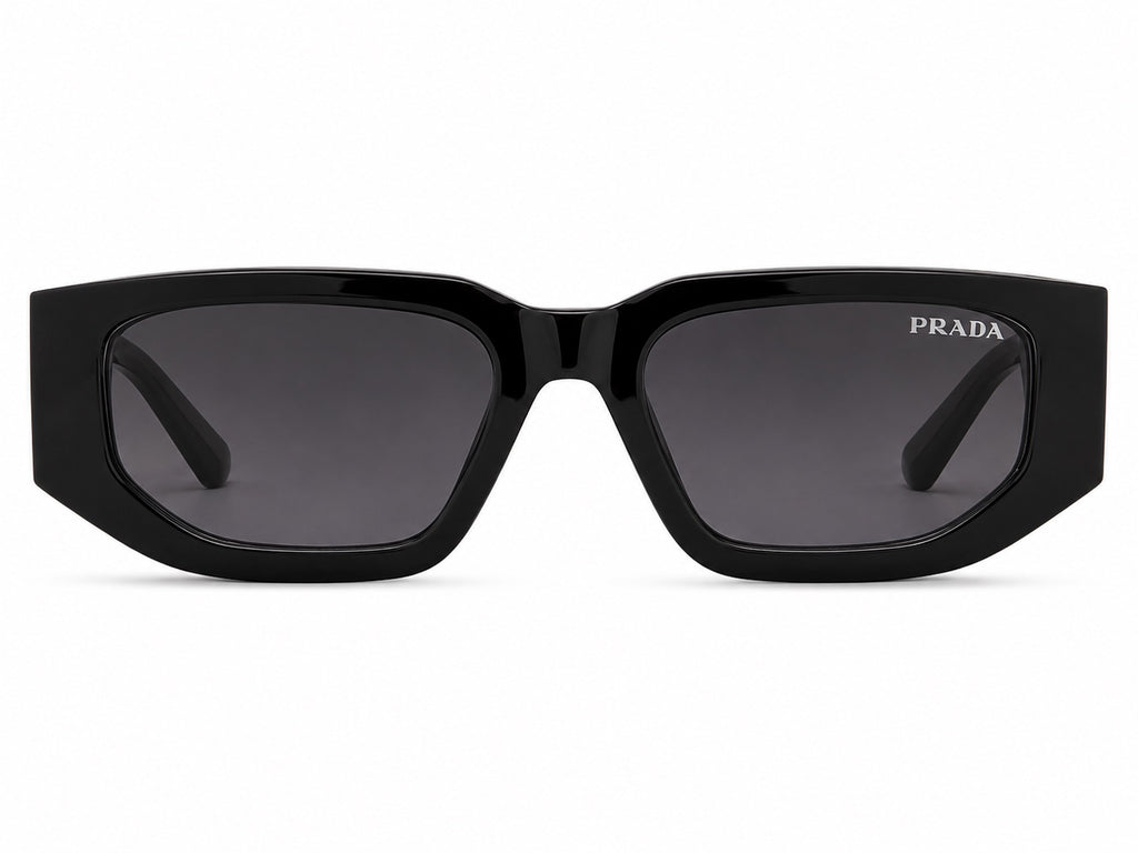 Prada Triangle Logo Rectangle Sunglasses - Black
