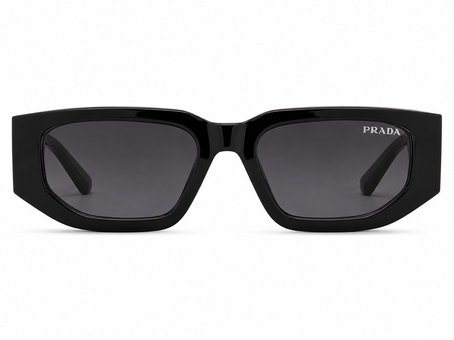 Prada Triangle Logo Rectangle Sunglasses - Black