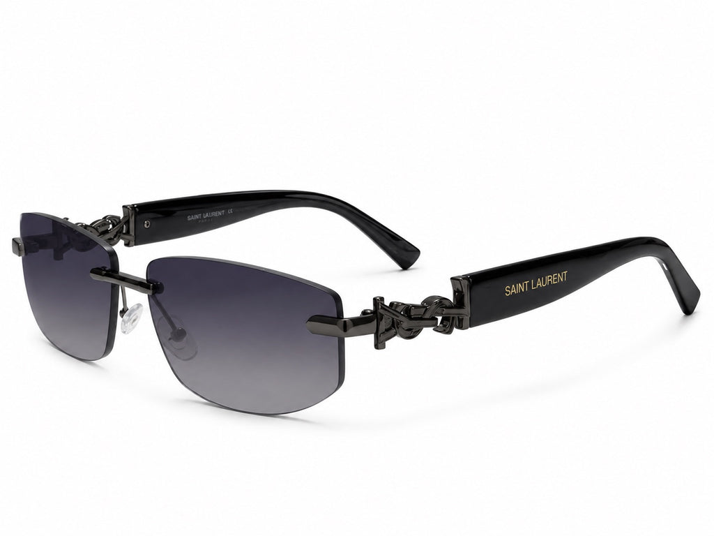 Saint Laurent Rimless Rectangle Sunglasses - Black / Grey