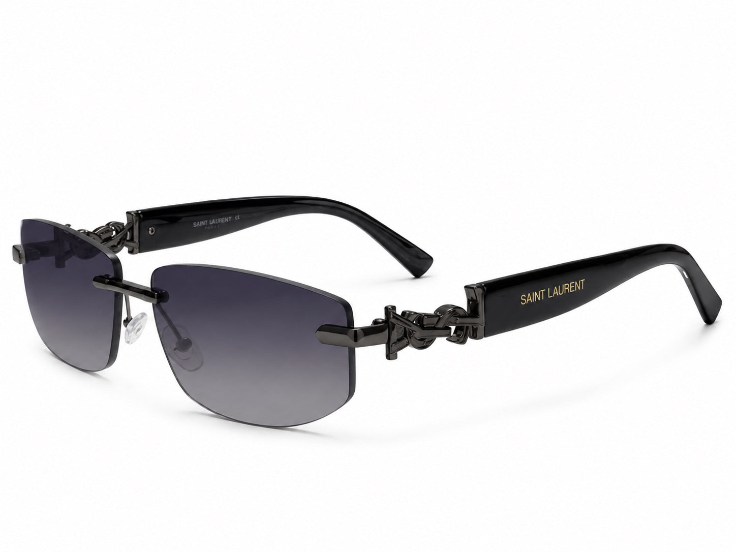 Saint Laurent Rimless Rectangle Sunglasses - Black / Grey
