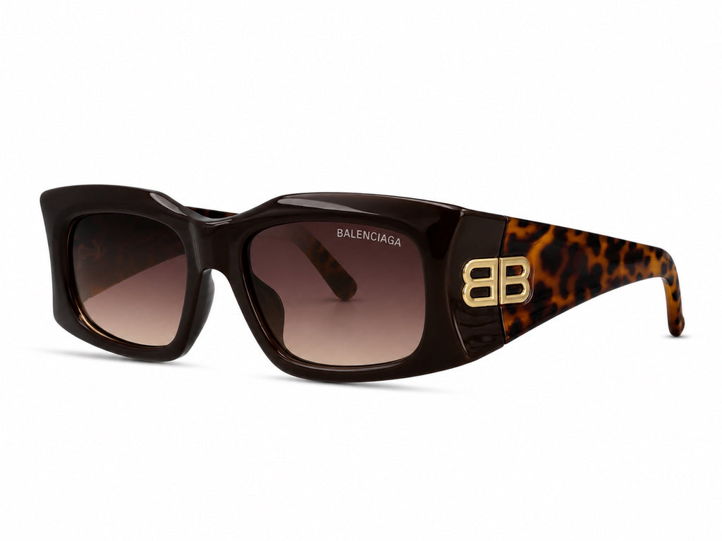 Balenciaga Casino Square AF Sunglasses - Medium Brown Havana