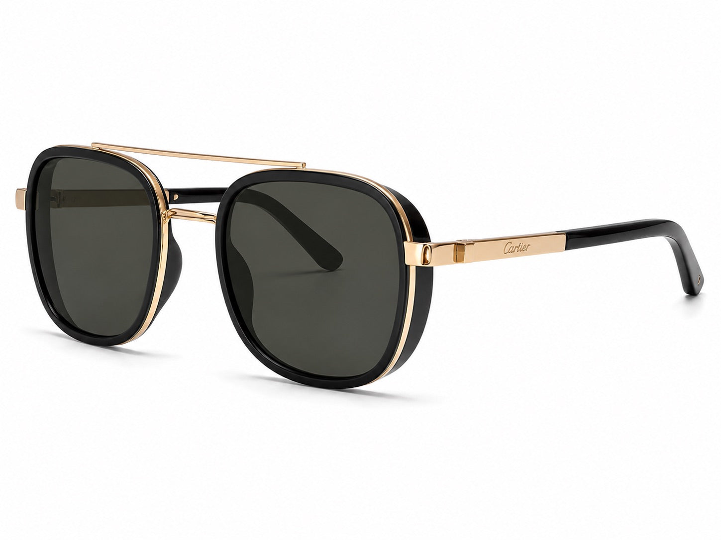 Cartier Navigator Sunglasses - Black / Gold / Green