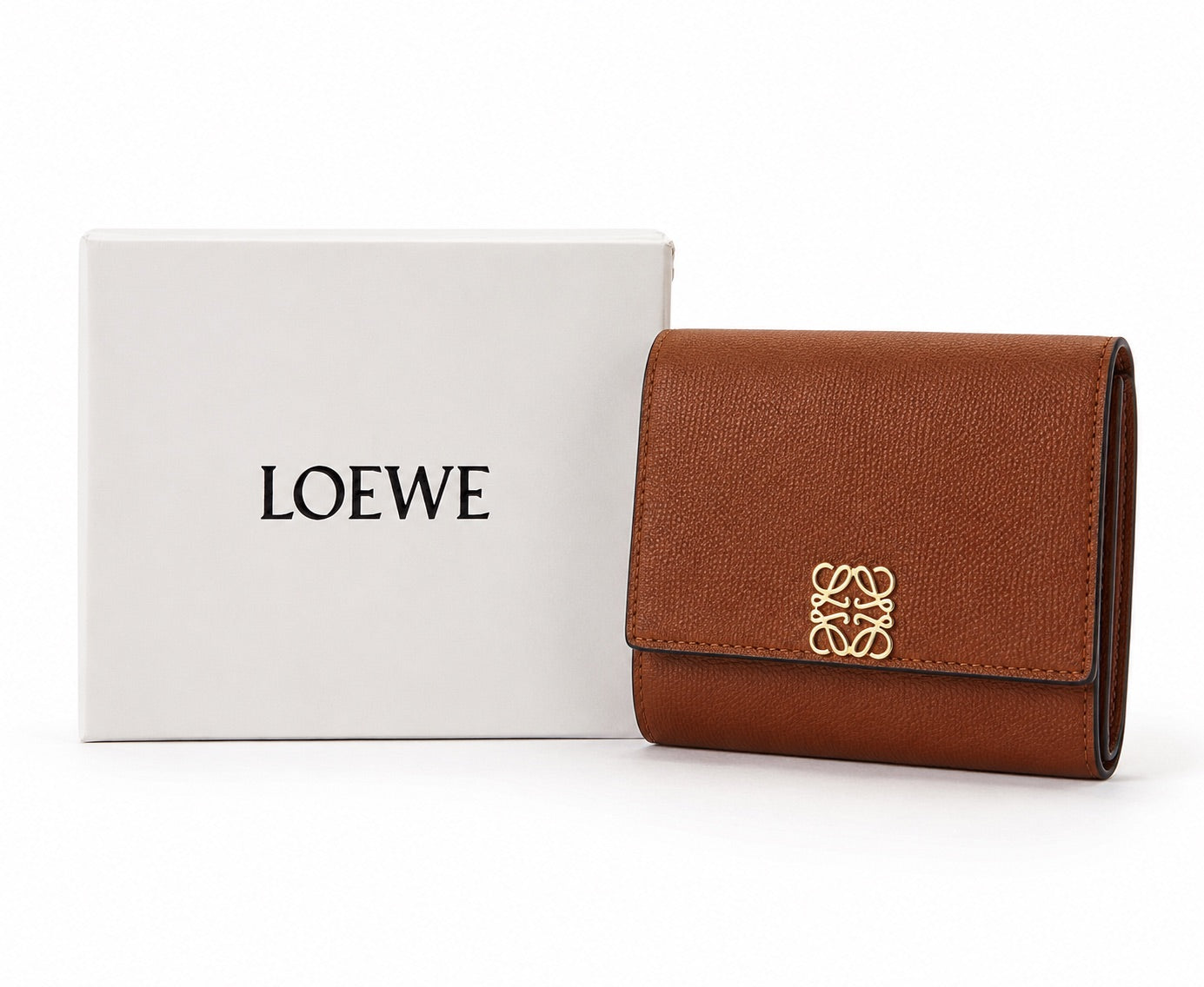 LOEWE Anagram Trifold Wallet - Tan Brown