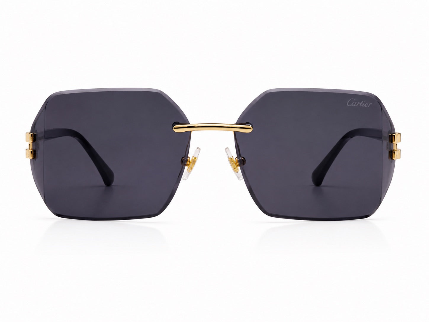 Cartier Rimless Geometric Sunglasses - Gold / Grey