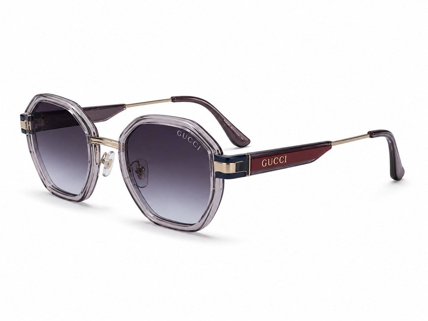 Gucci Geometric Sunglasses - Transparent Smoke / Burgundy