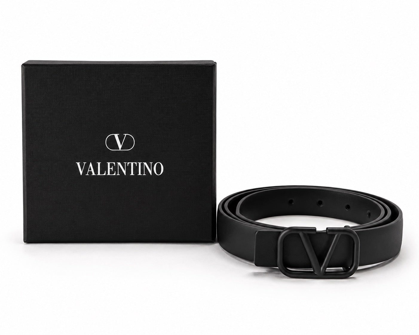 Valentino VLogo Signature Leather Belt - Black