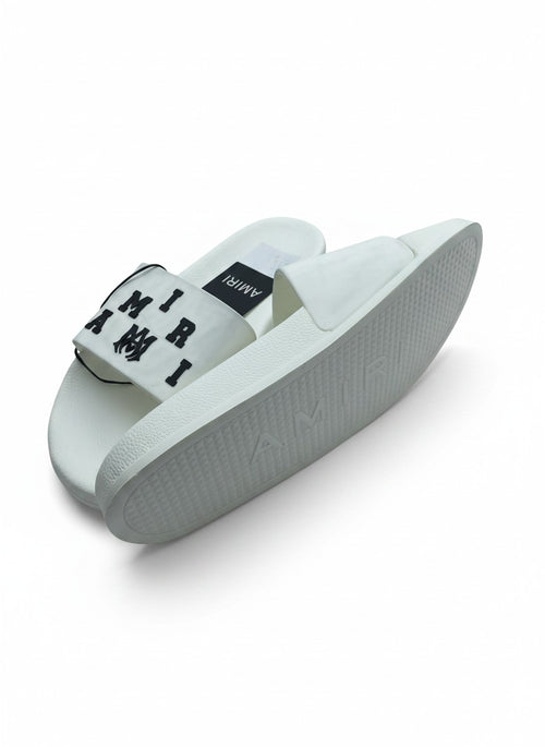 AMIRI White Slide Slippers With Black Logo