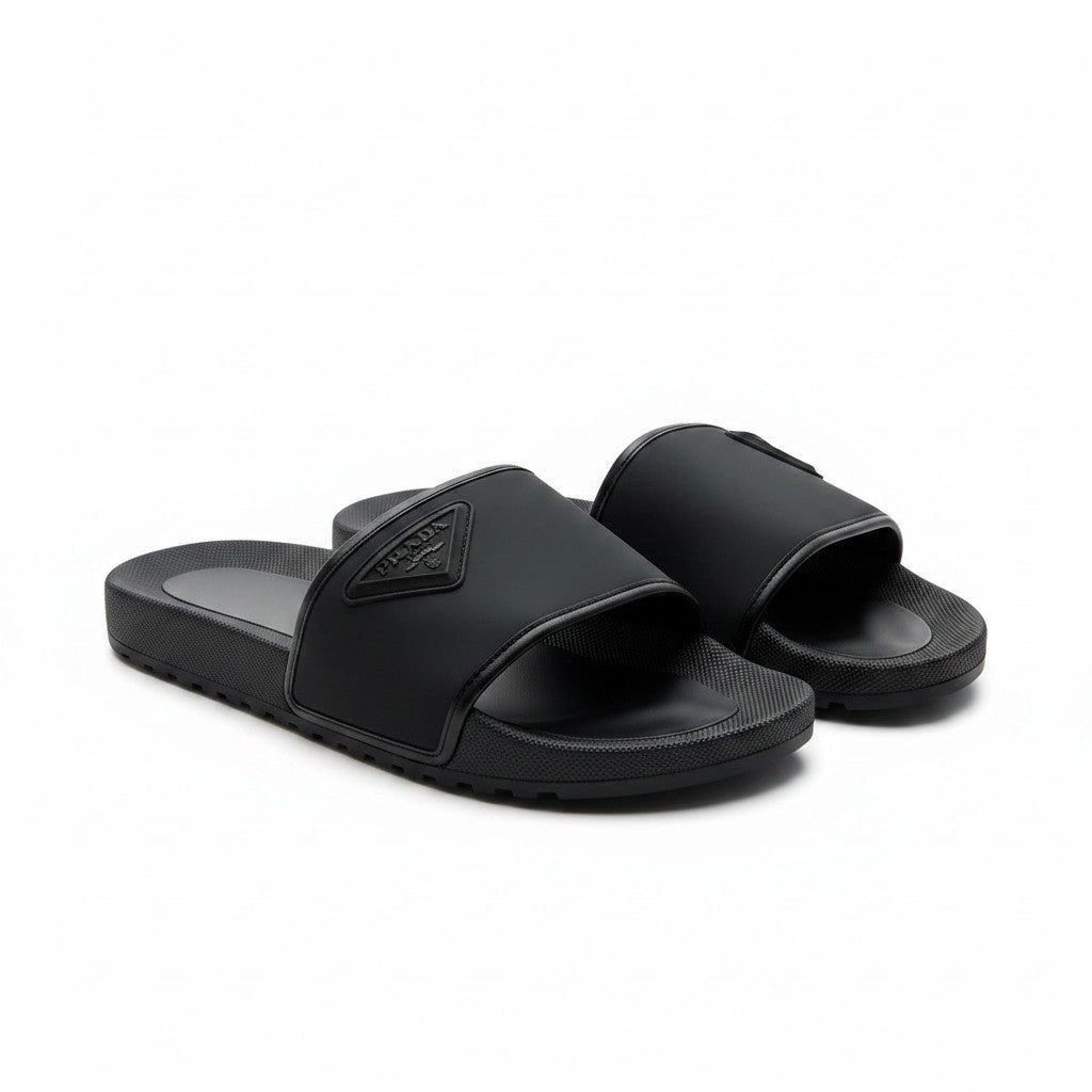 Prada Rubber Slides - Black