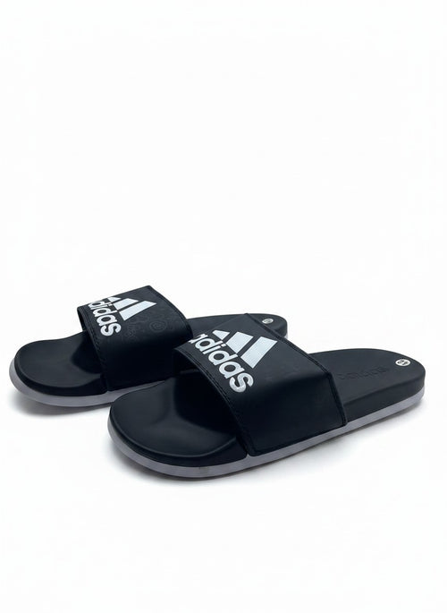 Adidas Adilette Comfort Slides - Core Black / Off White / Magic Beige
