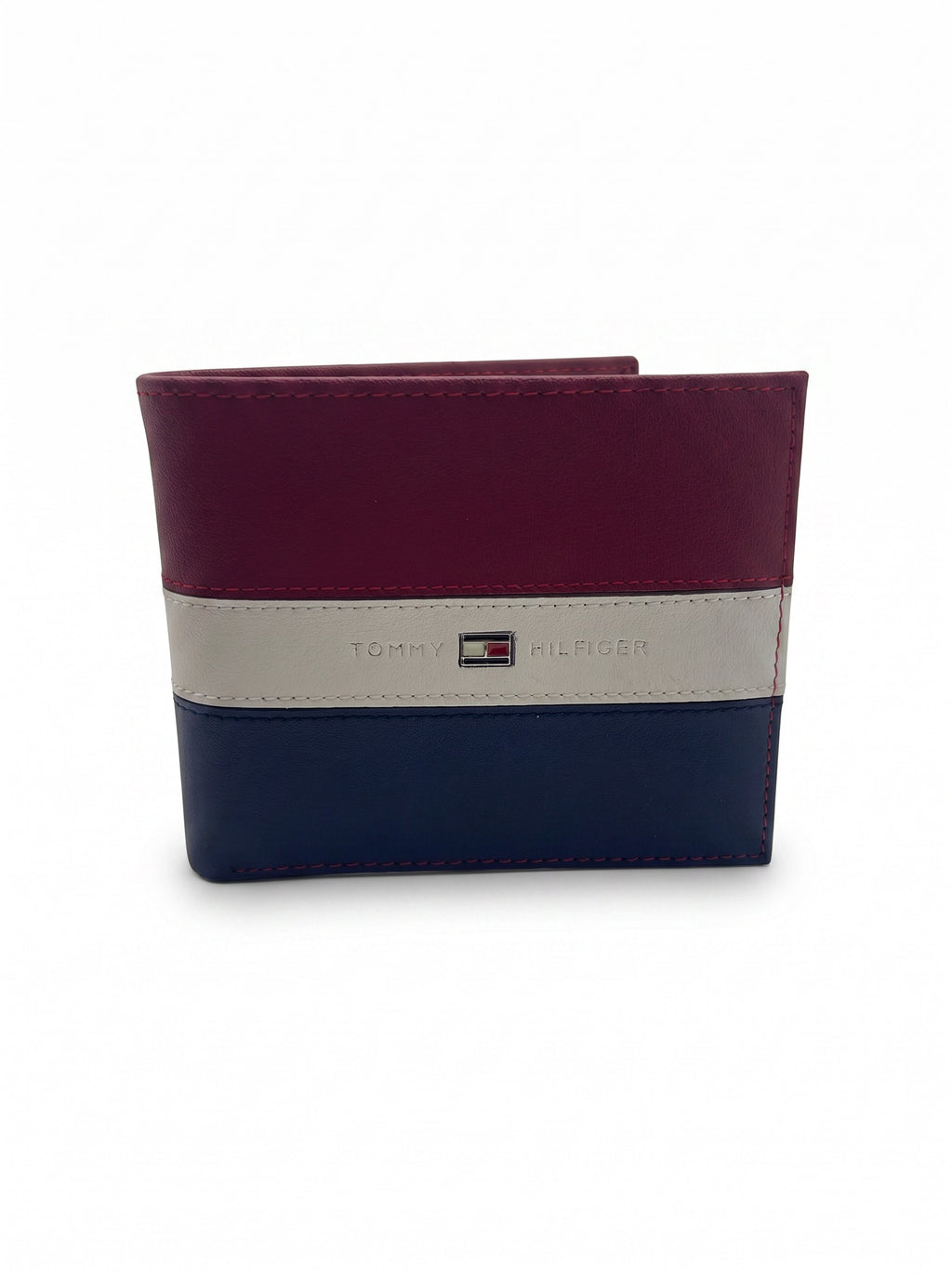 Tommy Hilfiger Men’s Leather Americana Stripe Bifold Wallet - Red / White / Blue