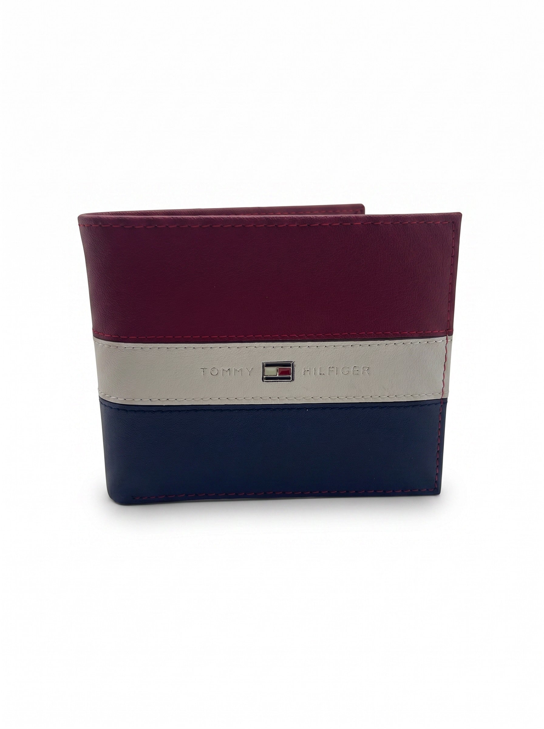 Tommy Hilfiger Men’s Leather Americana Stripe Bifold Wallet - Red / White / Blue