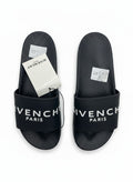 Givenchy Paris Black Slide Slippers With White Logo