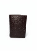 Calvin Klein Brown Trifold Wallet With Embossed CK Logo Pattern