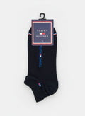 Tommy Hilfiger Black Ankle Socks With Blue Logo Detail