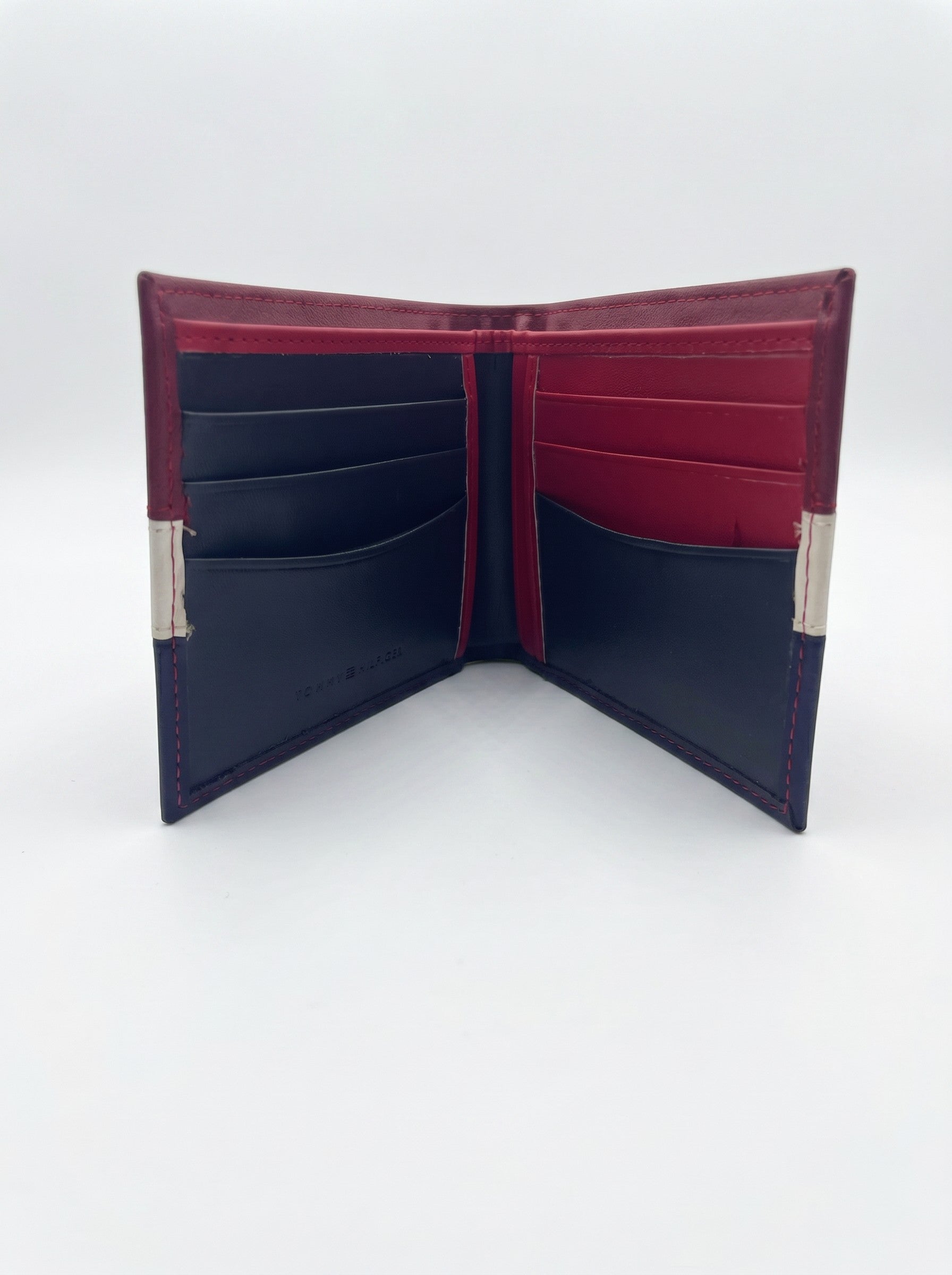 Tommy Hilfiger Men’s Leather Americana Stripe Bifold Wallet - Red / White / Blue
