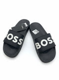 BOSS Black Slide Slippers With White Logo