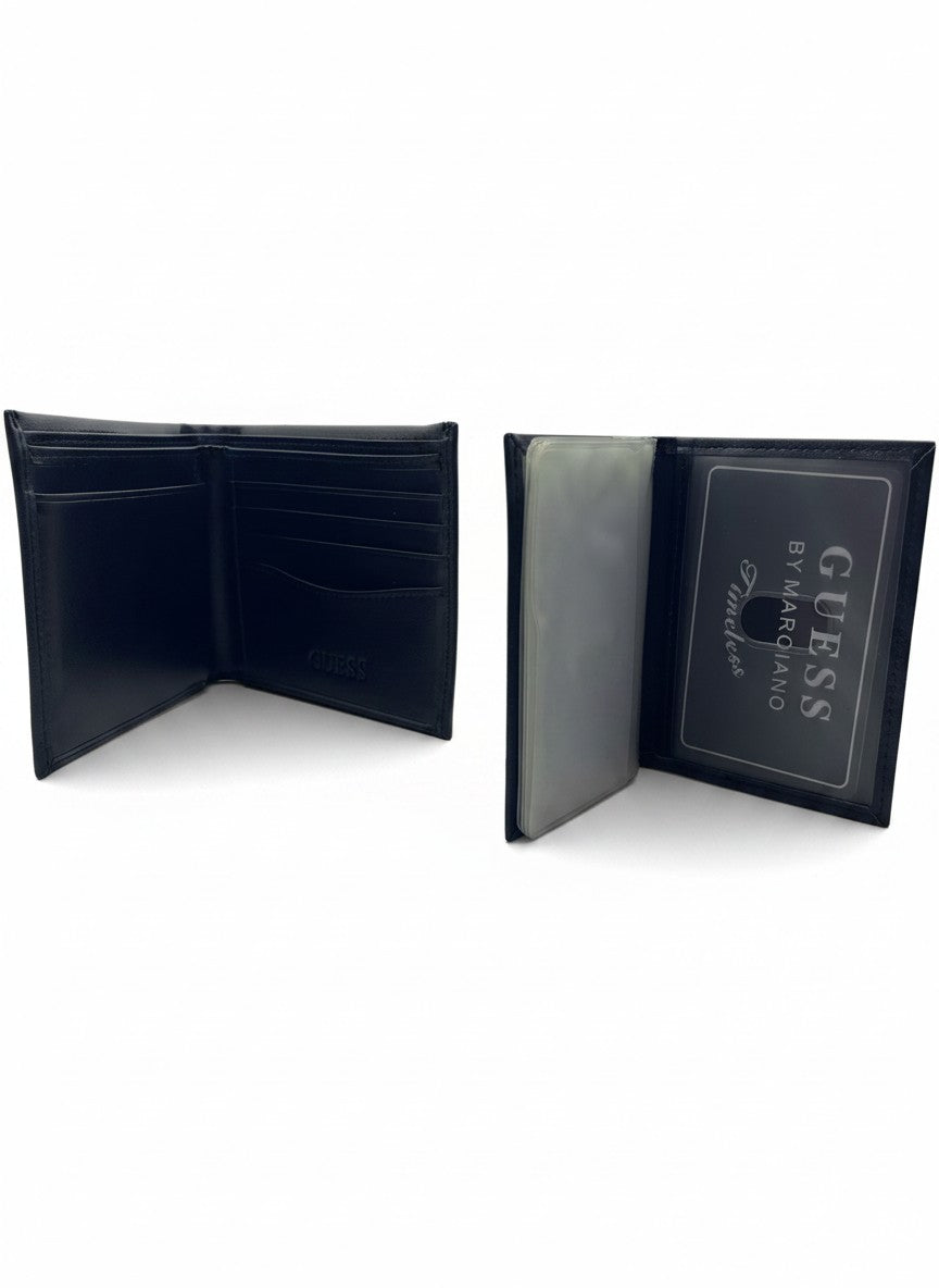 Guess By Marciano Black Bifold Wallet & Card Holder Set With Triangle Logo
