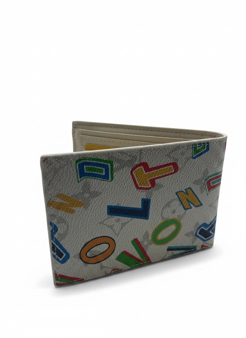 Louis Vuitton White Multicolor Monogram Bifold Wallet With Beige Interior