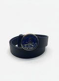 Philipp Plein-Style Black Leather Belt With Round Skull Buckle - 120 cm