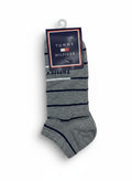 Tommy Hilfiger Grey Striped Ankle Socks With Logo Detail