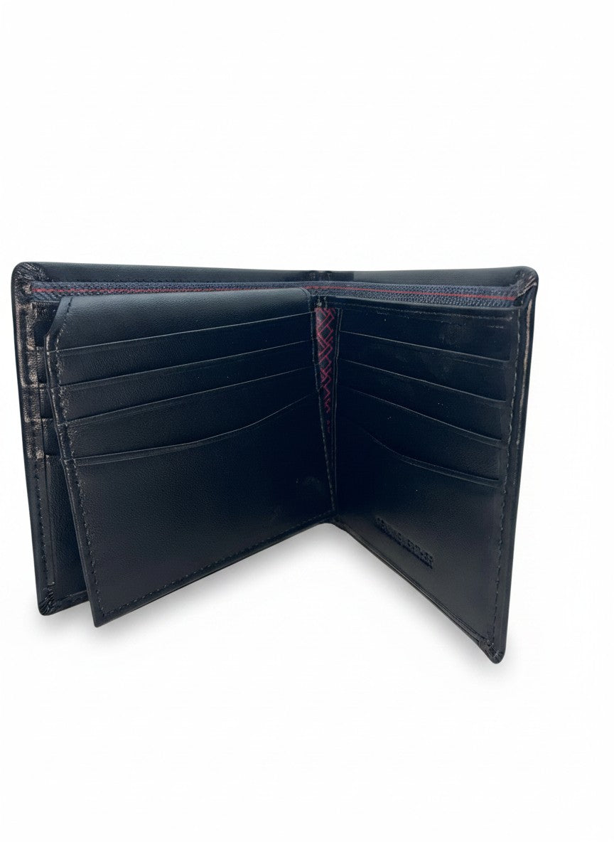Tommy Hilfiger Black Bifold Wallet With Vertical Embossed Logo Detail