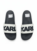 Karl Lagerfeld Black & White Slide Slippers With Logo Strap