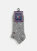 Tommy Hilfiger Grey Ankle Socks With All-Over Logo Pattern
