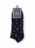 Tommy Hilfiger Black Ankle Socks With All-Over Logo Pattern