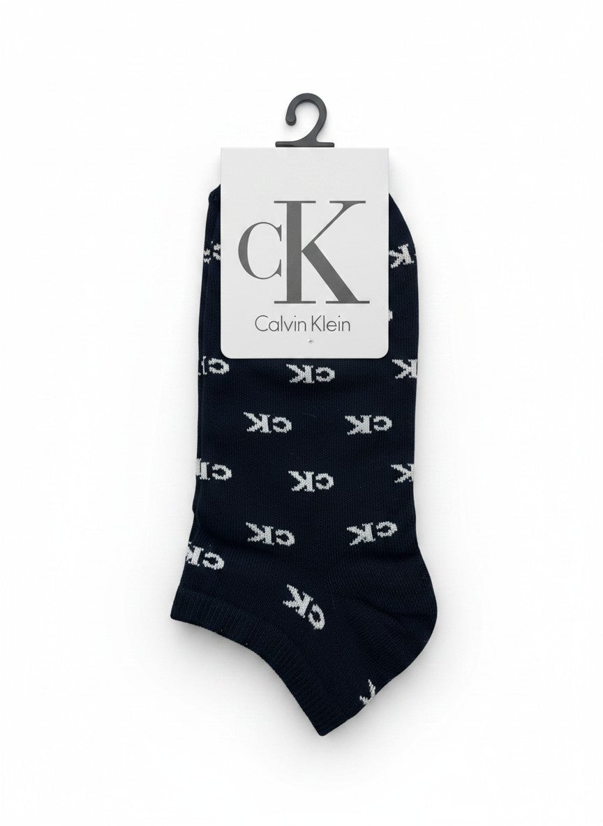 Calvin Klein Black Ankle Socks With All-Over CK Logo Pattern