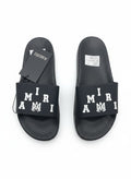AMIRI Black Slide Slippers With White Logo