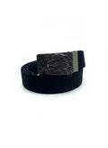 Black Web Belt With Eagle Metal Buckle - 125 cm