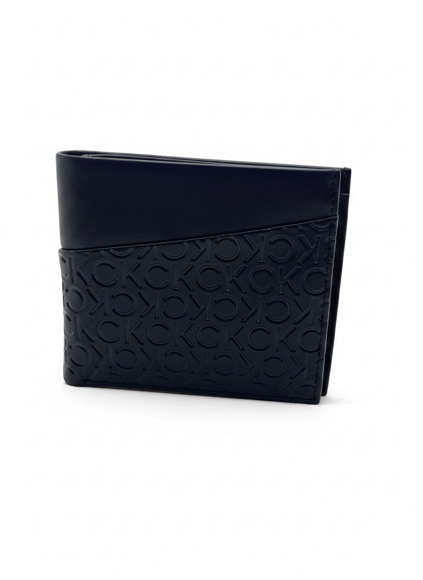 Calvin Klein Black Bifold Wallet With Embossed CK Logo Panel