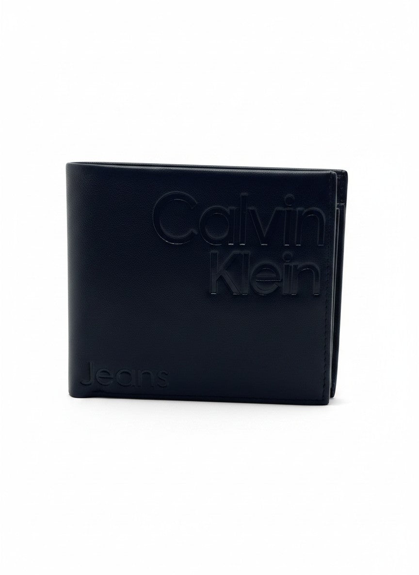 Calvin Klein Jeans Black Bifold Wallet With Embossed Logo Detail