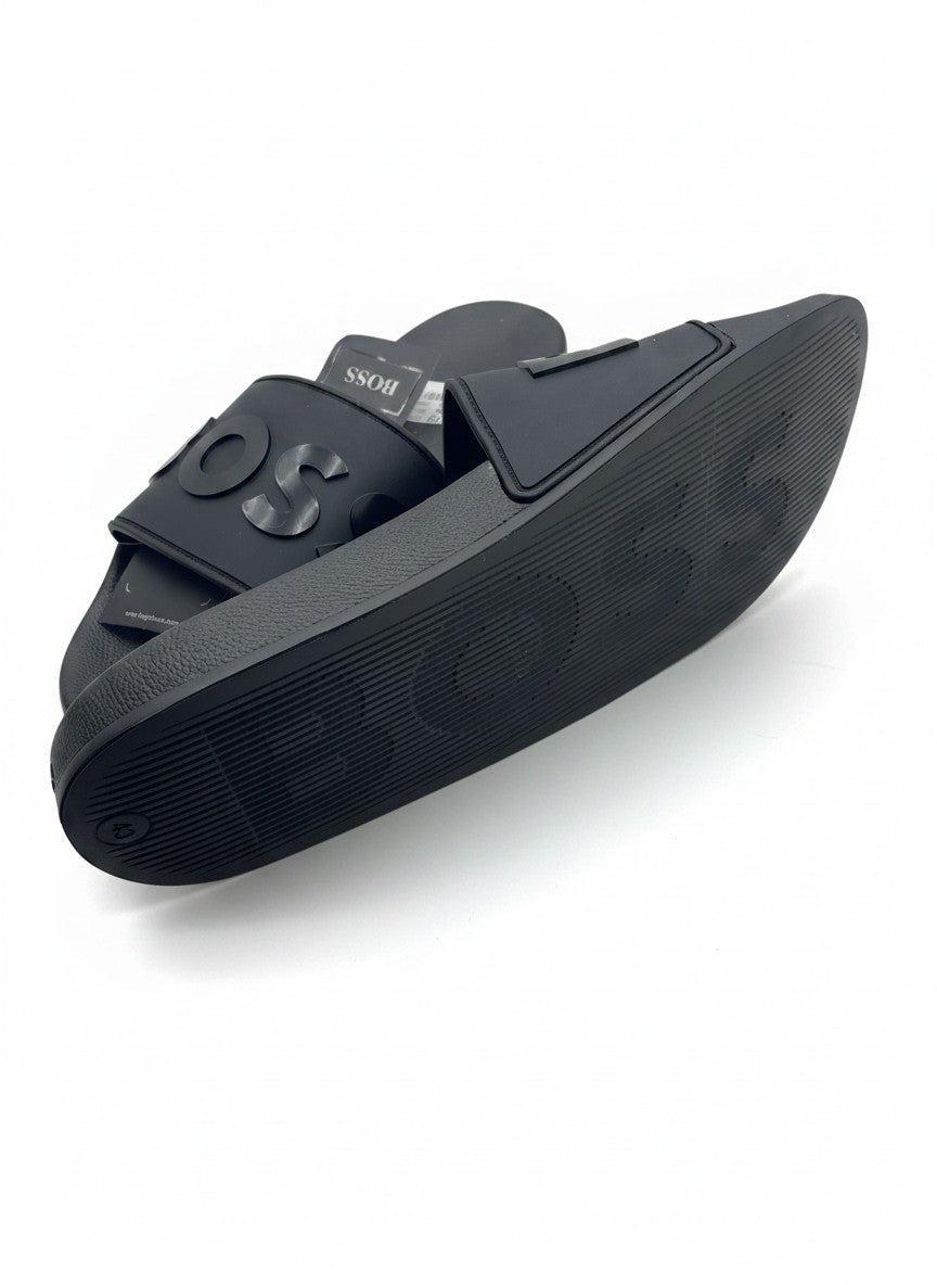 BOSS Black Slide Slippers With Tonal Logo