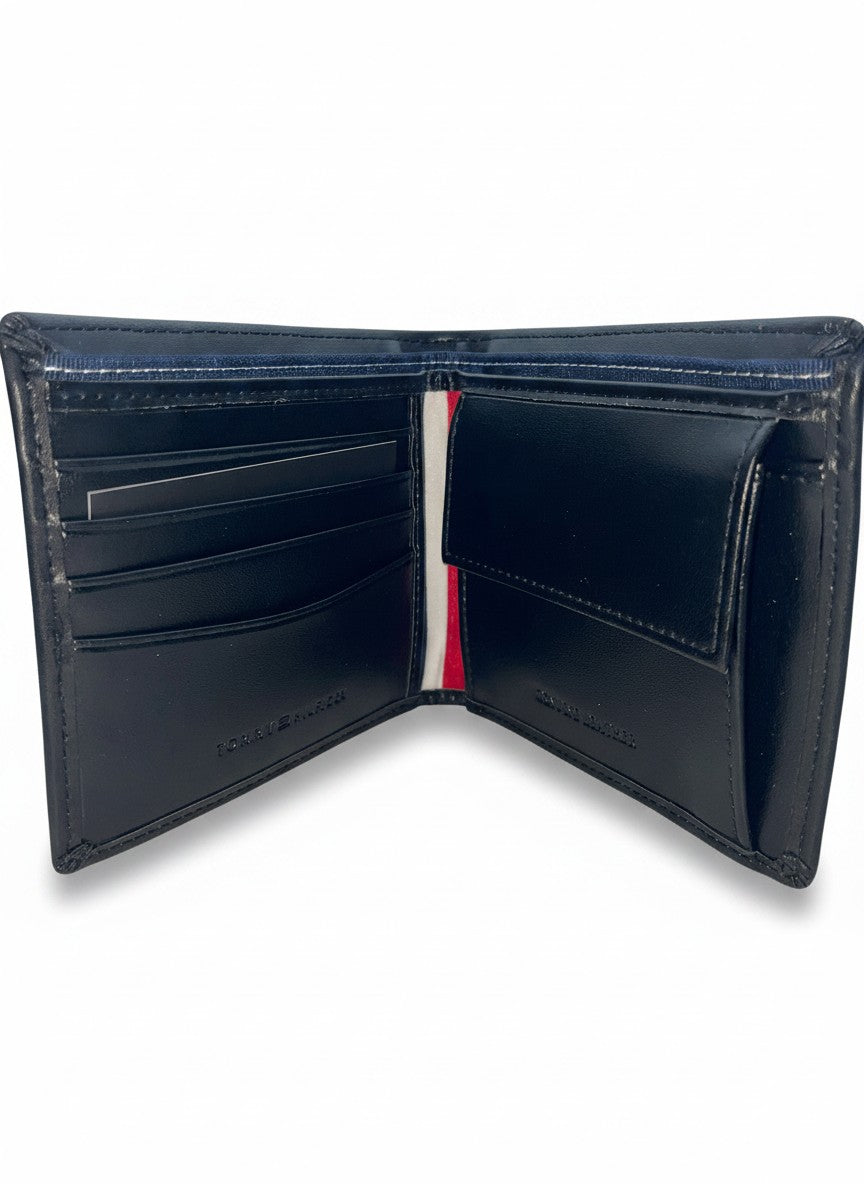 Tommy Hilfiger Black Bifold Wallet With Embossed Logo Band