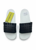 Burberry White Slide Slippers With Black Check Strap