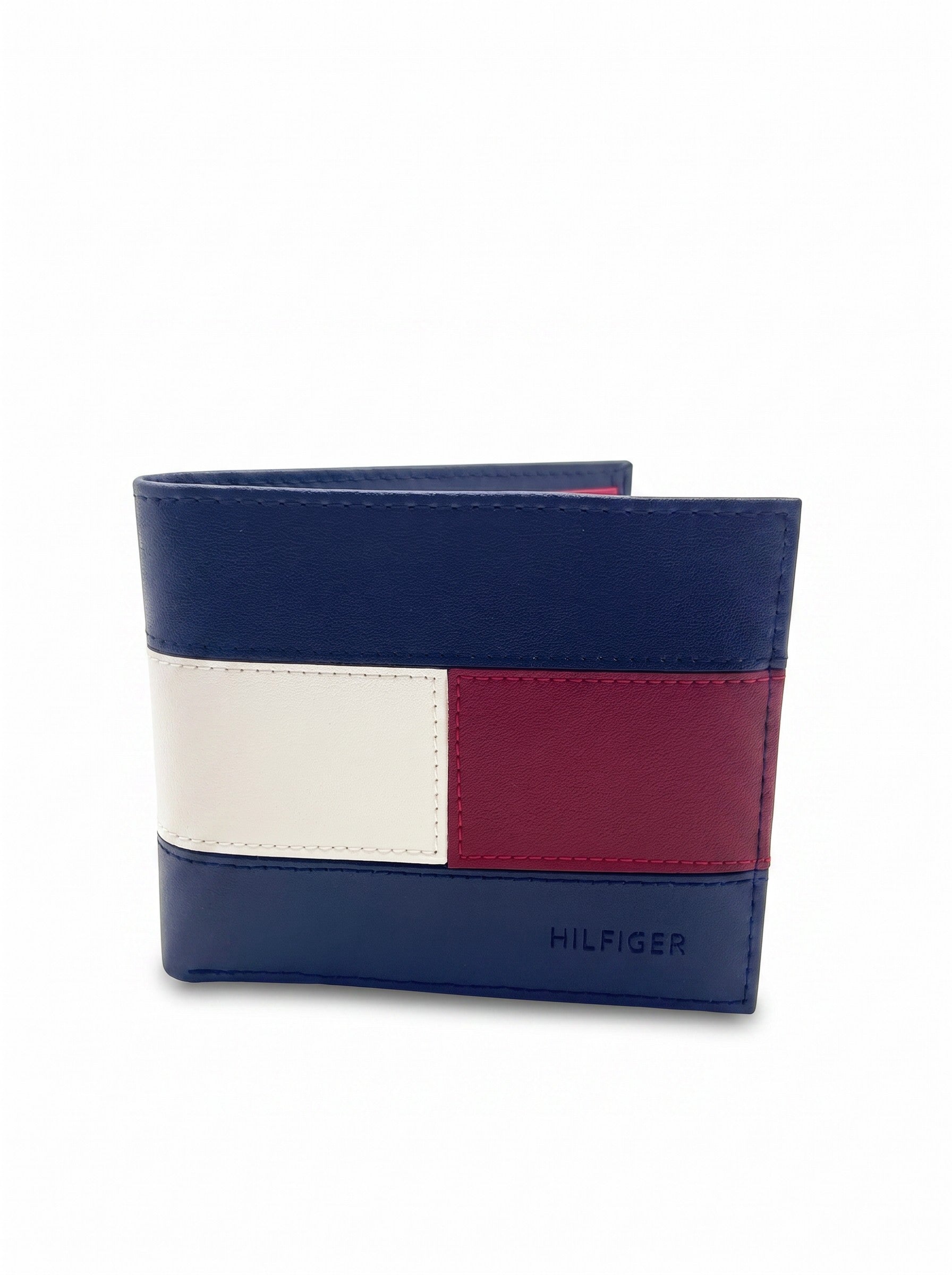 Tommy Hilfiger Hilfiger Flag Leather Card and Coin Bifold Wallet - Space Blue