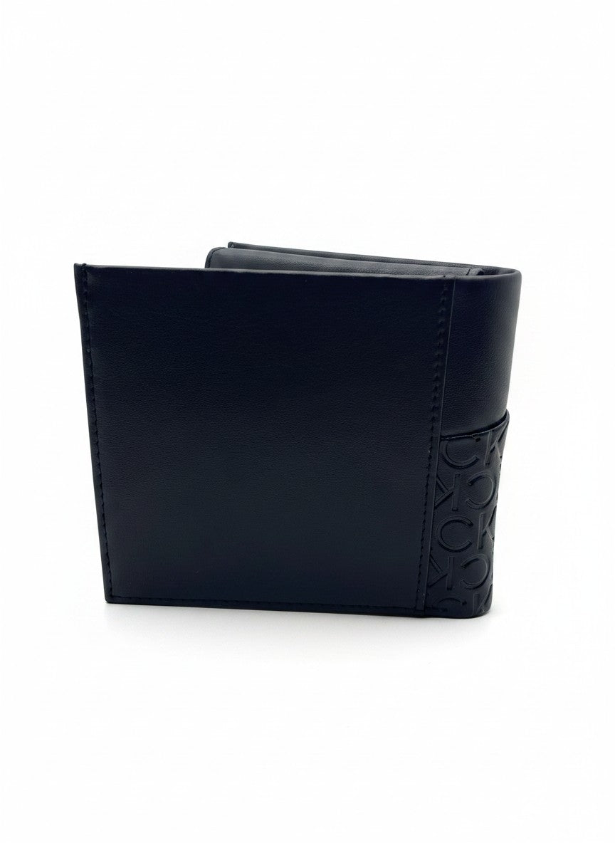Calvin Klein Black Bifold Wallet With Embossed CK Logo Panel