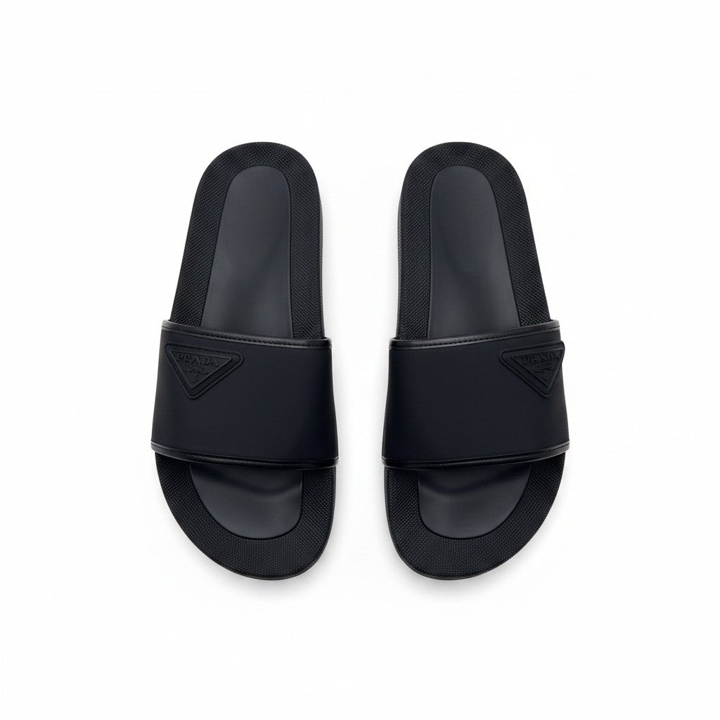 Prada Rubber Slides - Black