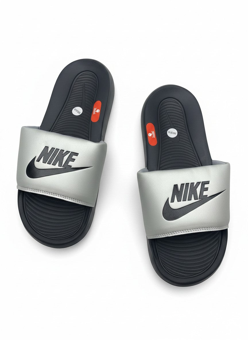 Nike Victori One Slide - Black / Black / Metallic Silver