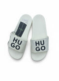 HUGO White Slide Slippers With Black Logo