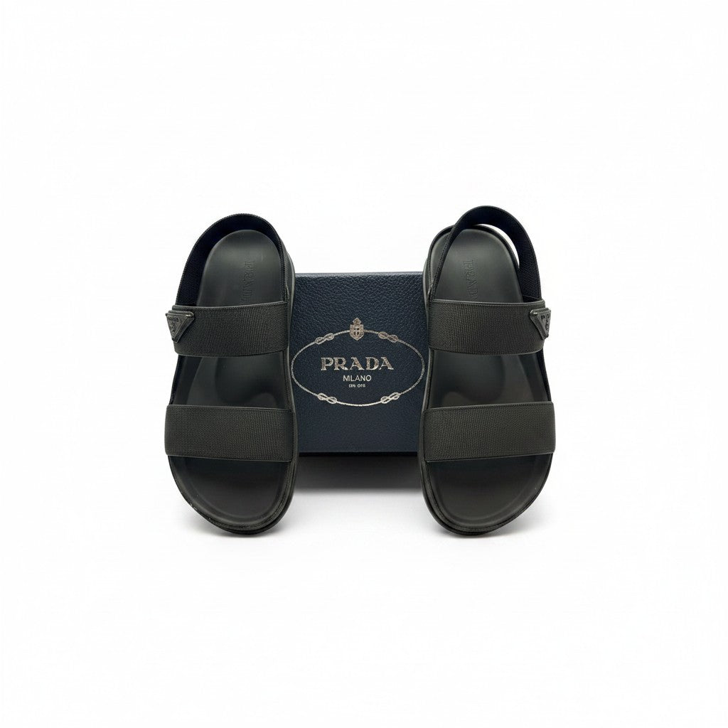 Prada Leather Strap Sandals - Black