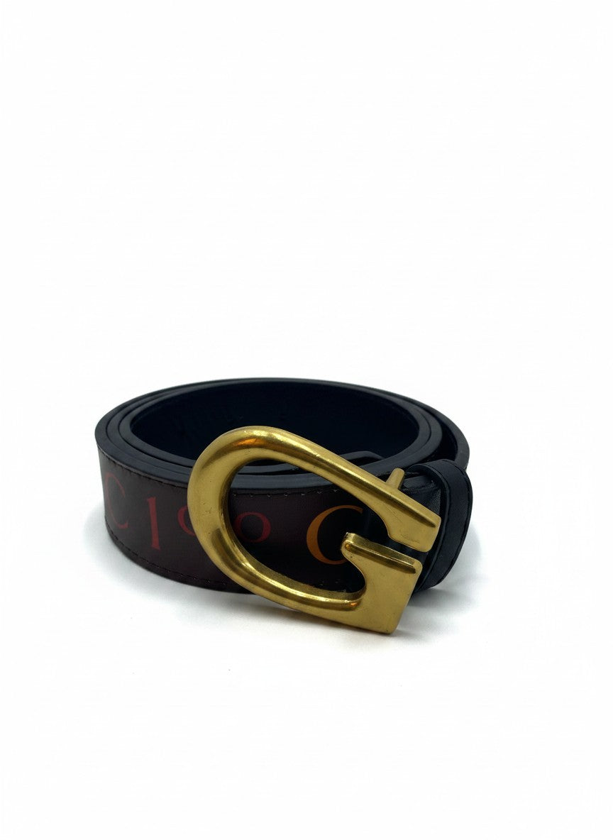 Gucci-Style Brown Logo Belt With Gold G Buckle - 120 cm